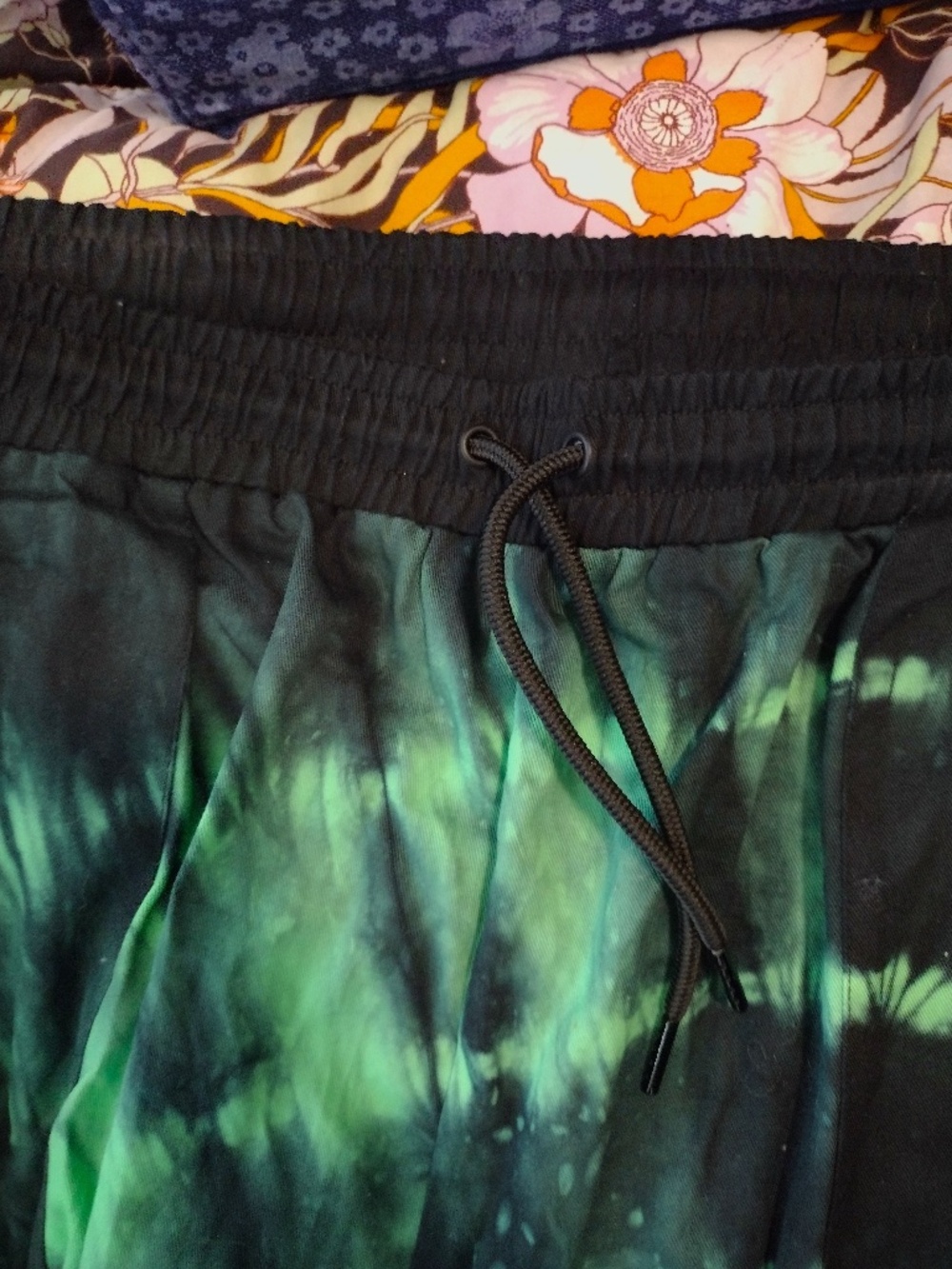 Lazy Oaf Black and Green Tie Dye Jogger Pants - Picture 2 of 4